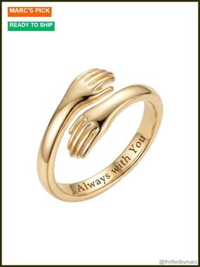 18K Gold Plated Adjustable Hug Ring Engraved Always with You Gift